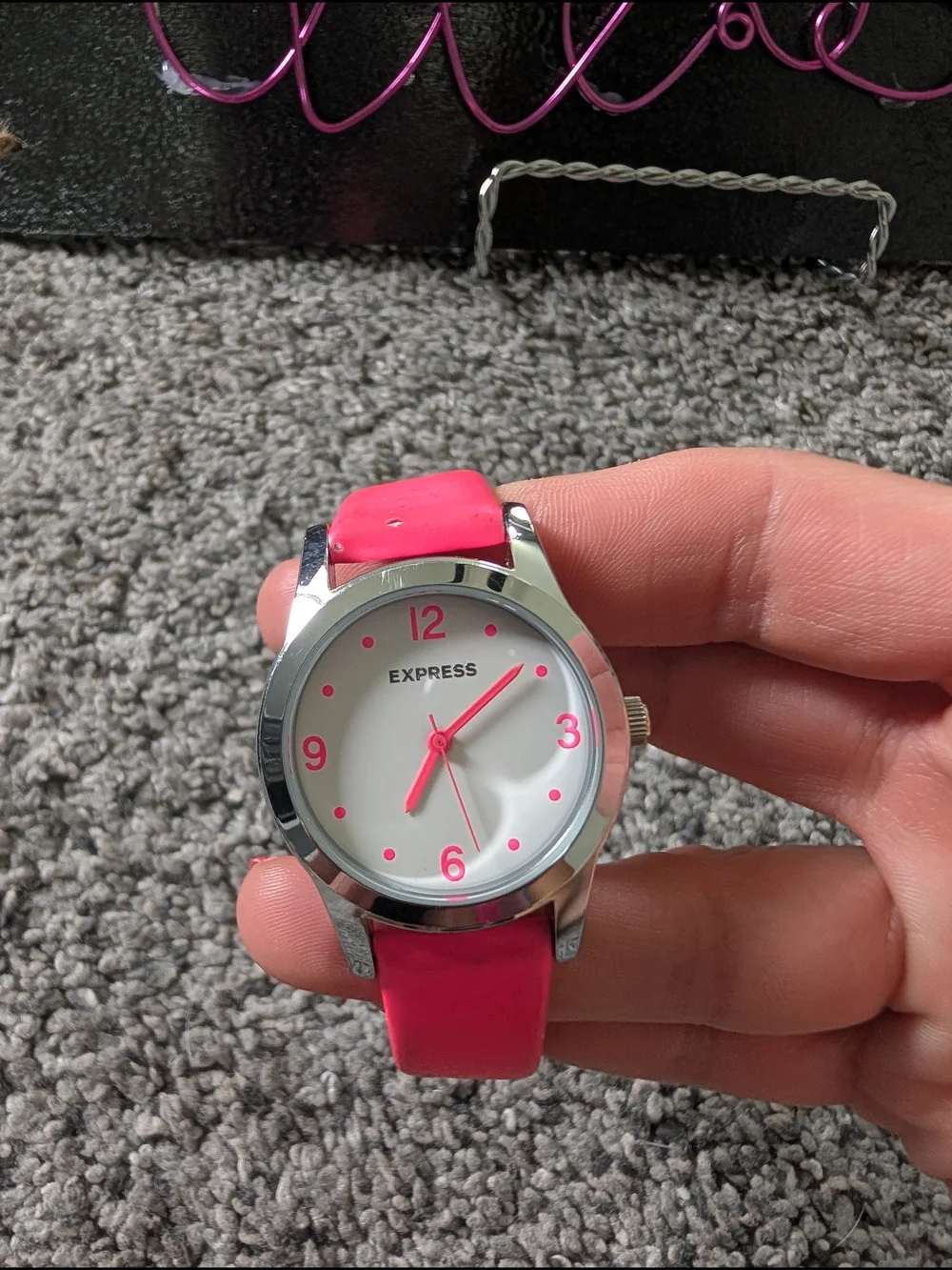Used Condition Express Hot Pink Strap Watch with Pink Accents